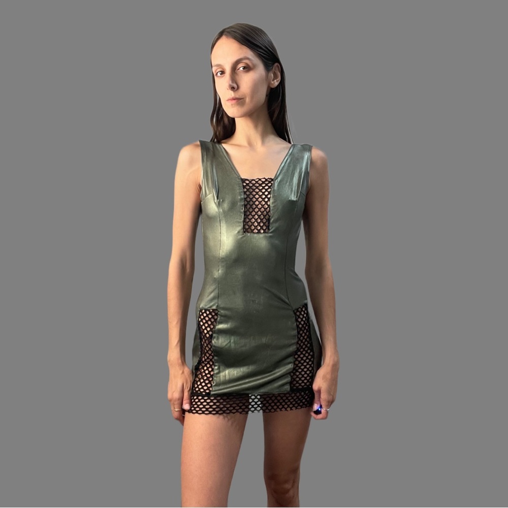 1 of 1 Mesh/Metallic Mini Dress